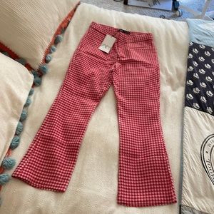 Zara pants- red and white checkered pants! New! Never worn! Tags still on!